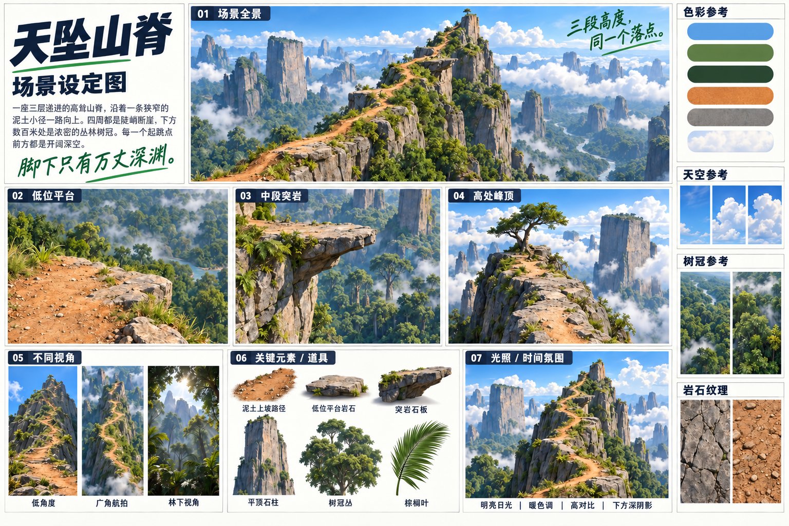 天坠山脊环境美术与场景设定表